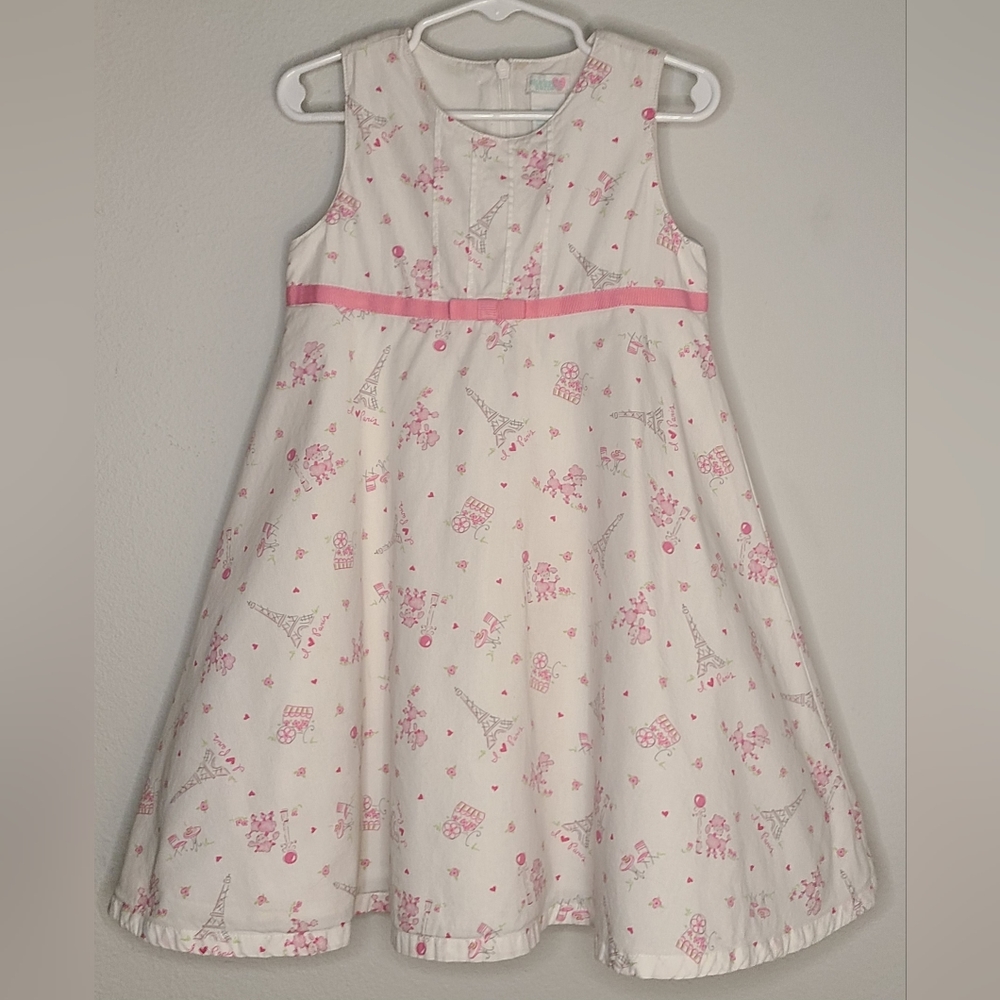Chelsea's Corner- Girl's Muted Pink White Floral Linen Sun Dress, Sz 4T